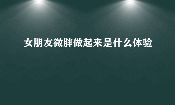 女朋友微胖做起来是什么体验