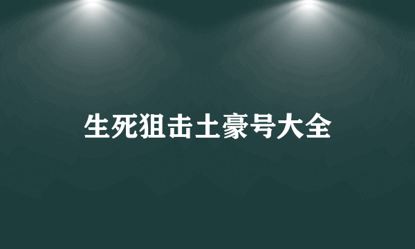 生死狙击土豪号大全