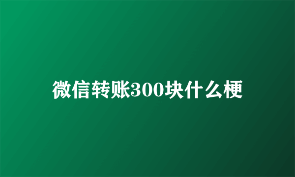 微信转账300块什么梗