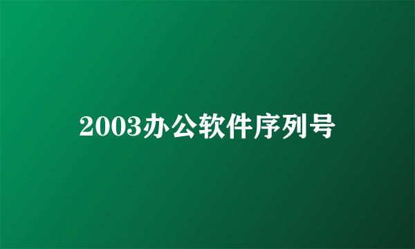 2003办公软件序列号