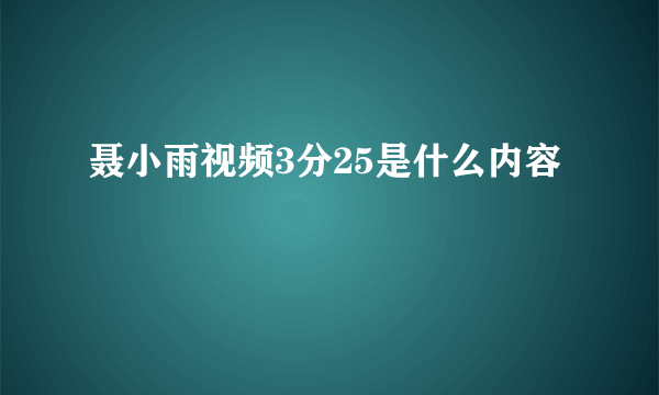 聂小雨视频3分25是什么内容