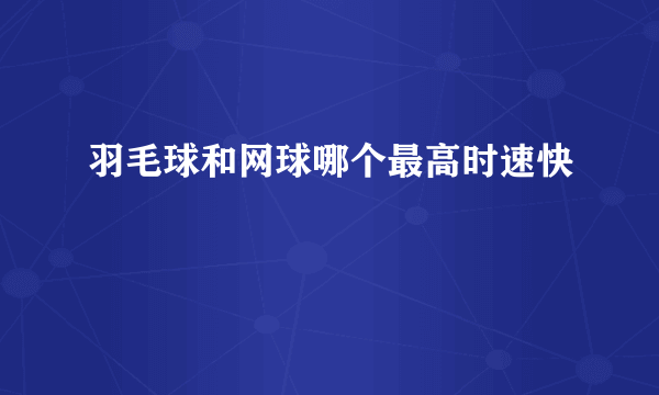 羽毛球和网球哪个最高时速快