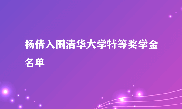 杨倩入围清华大学特等奖学金名单