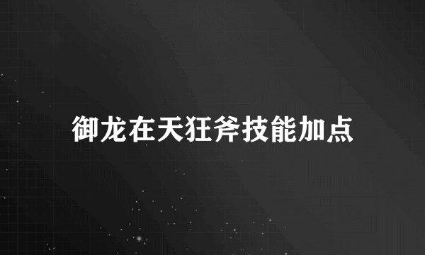 御龙在天狂斧技能加点