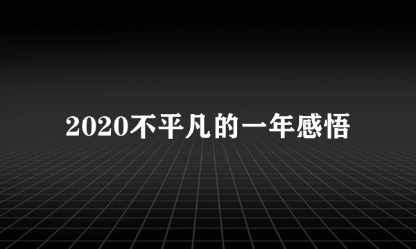 2020不平凡的一年感悟