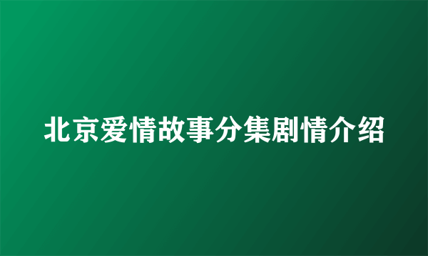 北京爱情故事分集剧情介绍