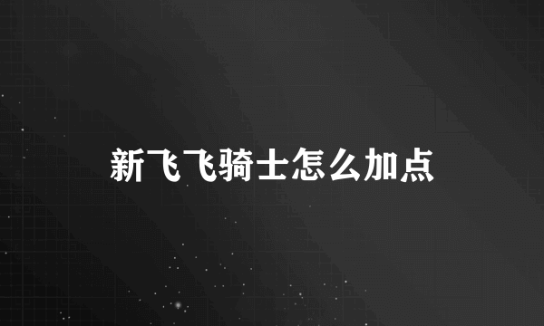 新飞飞骑士怎么加点