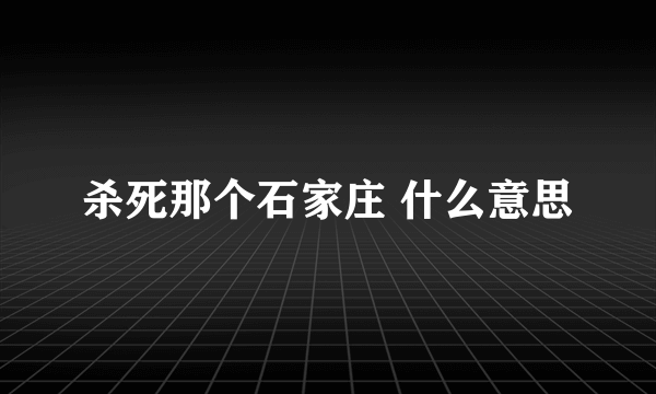 杀死那个石家庄 什么意思