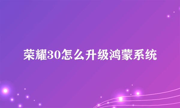 荣耀30怎么升级鸿蒙系统