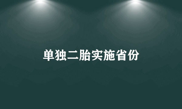 单独二胎实施省份