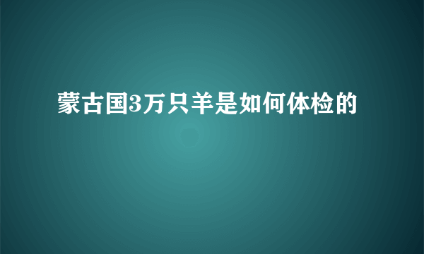 蒙古国3万只羊是如何体检的