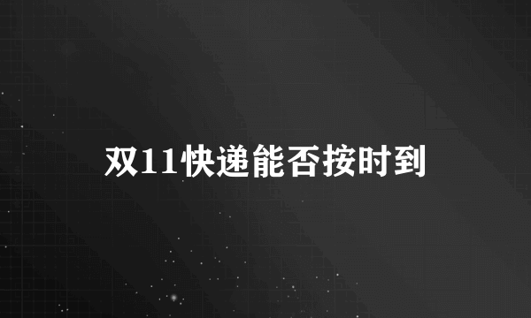 双11快递能否按时到