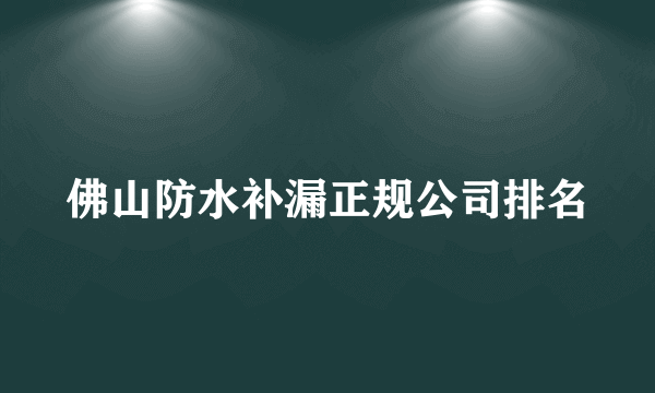 佛山防水补漏正规公司排名