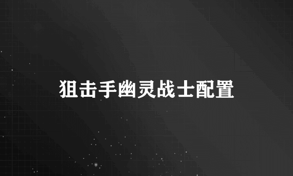 狙击手幽灵战士配置