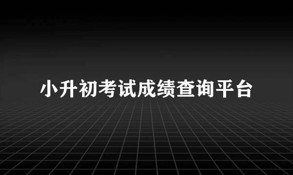 小升初考试成绩查询平台