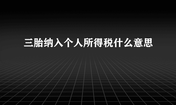 三胎纳入个人所得税什么意思