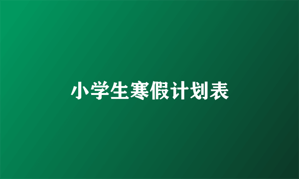 小学生寒假计划表