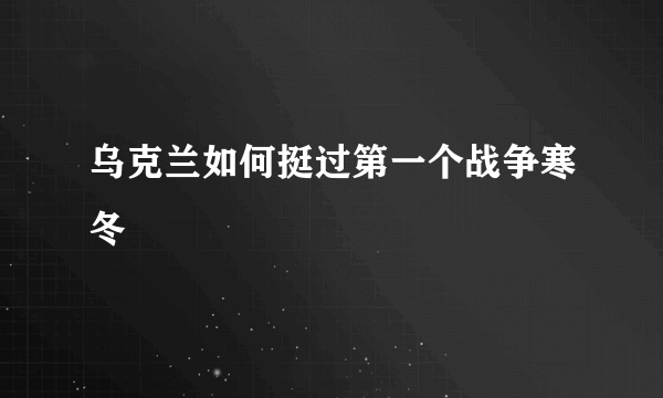 乌克兰如何挺过第一个战争寒冬