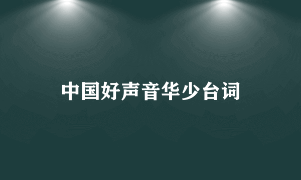 中国好声音华少台词