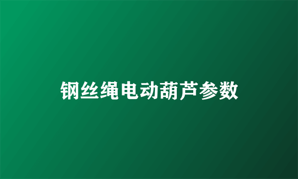 钢丝绳电动葫芦参数