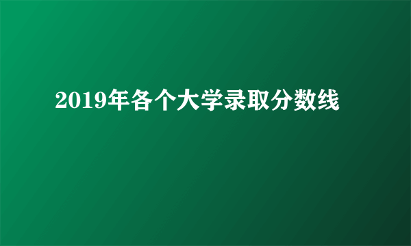 2019年各个大学录取分数线