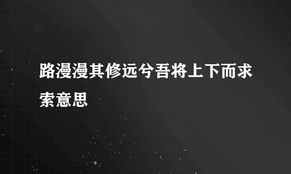 路漫漫其修远兮吾将上下而求索意思