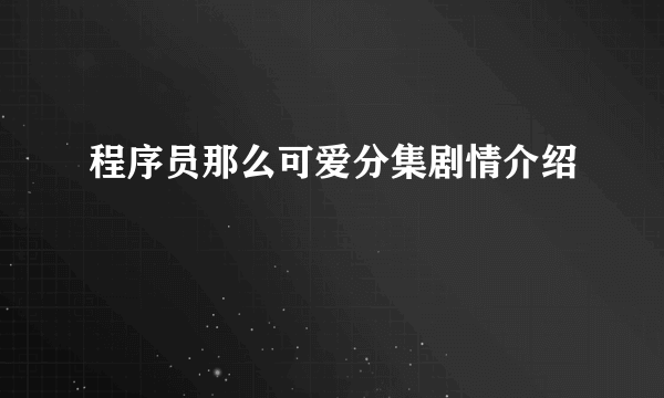 程序员那么可爱分集剧情介绍