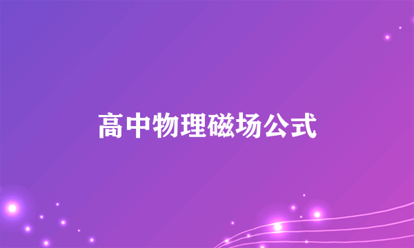 高中物理磁场公式