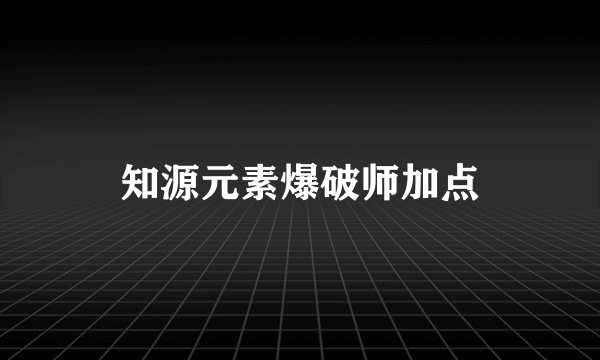 知源元素爆破师加点