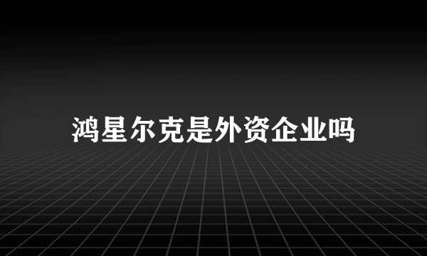 鸿星尔克是外资企业吗