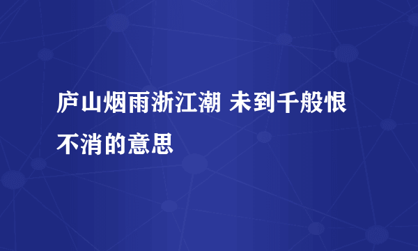 庐山烟雨浙江潮 未到千般恨不消的意思