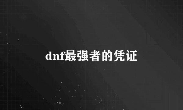 dnf最强者的凭证