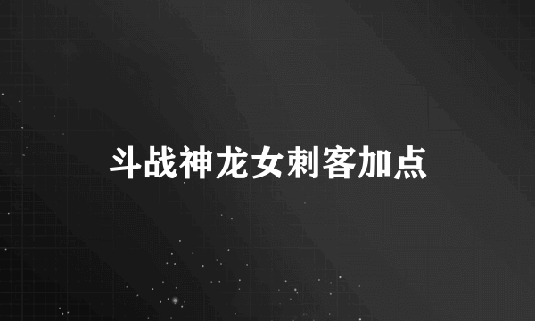 斗战神龙女刺客加点