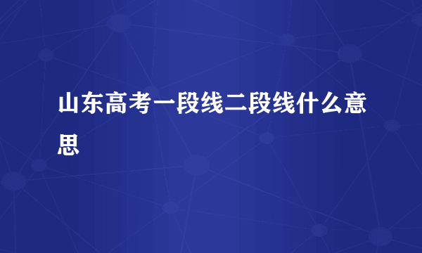 山东高考一段线二段线什么意思