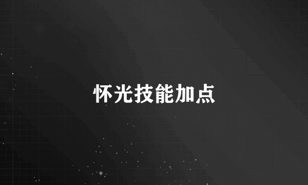 怀光技能加点