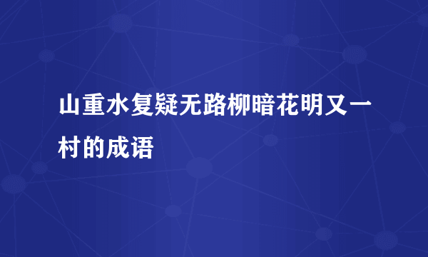 山重水复疑无路柳暗花明又一村的成语