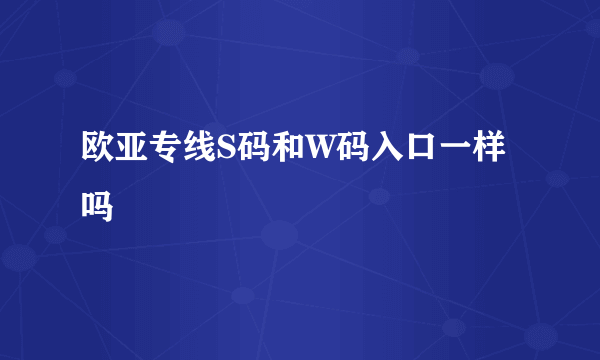 欧亚专线S码和W码入口一样吗