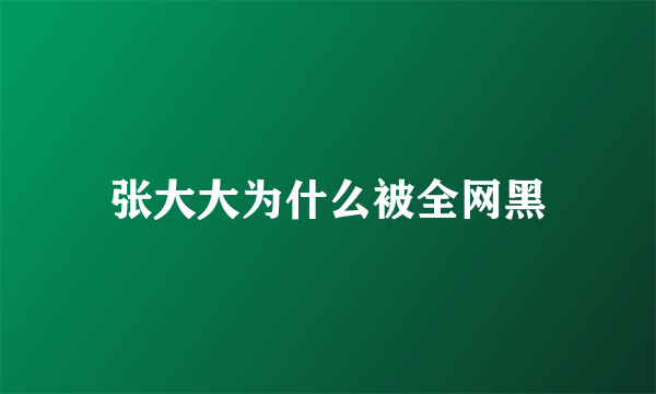 张大大为什么被全网黑