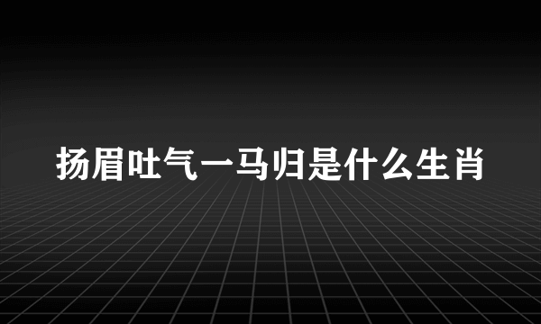 扬眉吐气一马归是什么生肖