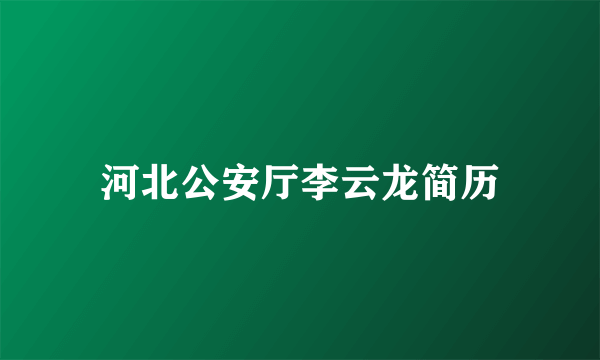 河北公安厅李云龙简历