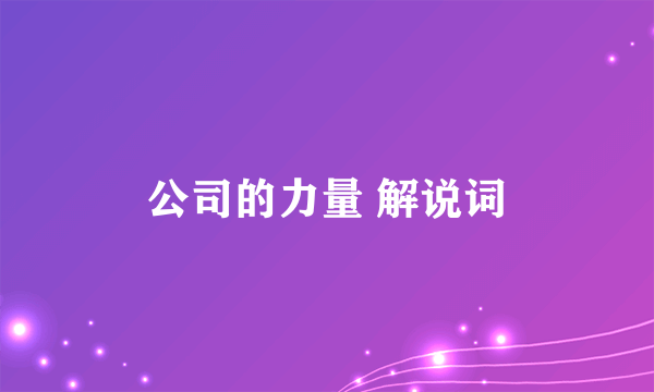 公司的力量 解说词