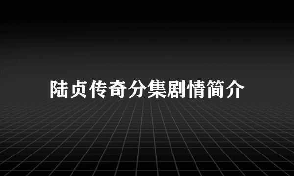 陆贞传奇分集剧情简介