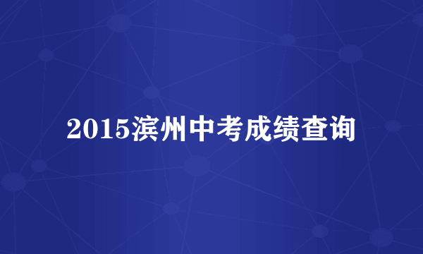 2015滨州中考成绩查询