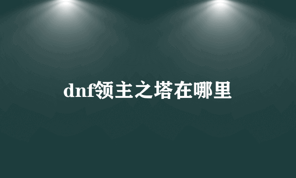 dnf领主之塔在哪里