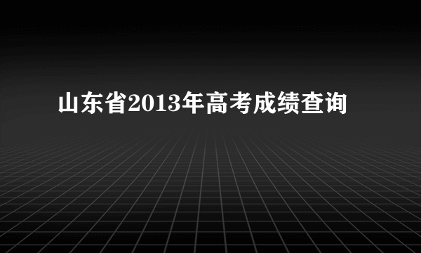 山东省2013年高考成绩查询