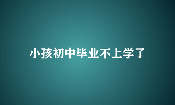 小孩初中毕业不上学了