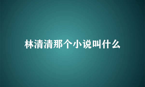 林清清那个小说叫什么