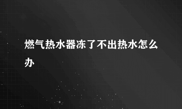 燃气热水器冻了不出热水怎么办