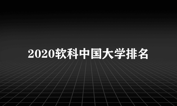 2020软科中国大学排名