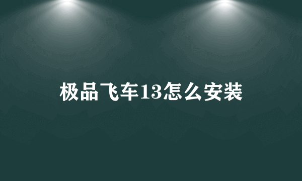 极品飞车13怎么安装